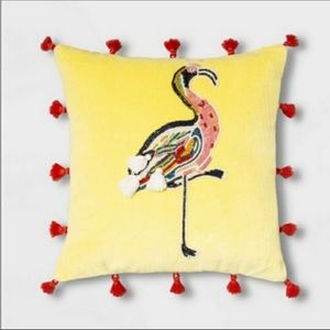 Opalhouse yellow flamingo tassel accent pillow